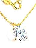 18k SOLID GOLD Diamond Solitaire bijoux pour femmes 1.5carat Solitaire Femme Diamant Collier 8MM FAIT À LA MAIN Fille Pendentif ...