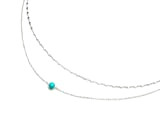2 colliers fins femme - Argent - Collier turquoise - Ras de cou - Chaine perles carrées - Longueur des ...