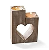2 pièces/ensemble Porte-bougies en bois, Chandelier Bougeoir Bois en forme de cœur, Decoration Salon, Centre de Table, Cadeau de mariage, ...