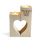 2 pièces/ensemble Porte-bougies en bois personnalisé, Chandelier Bougeoir Bois en forme de cœur, Decoration Salon, Centre de Table, Cadeau de ...