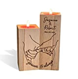 2 pièces/ensemble Porte-bougies en bois personnalisé, Chandelier Bougeoirs Bois Decoration Salon Centre de Table, Cadeau de mariage, 2 prénoms et ...