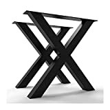 2x Pieds de table industriel X, pieds en métal, pieds de fer - X8080
