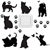 7 stickers interrupteurs chats, papillons et pattes de chats 14 couleurs au choix.