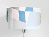 abat-jour géométrique - scandinave - bleu gris rose pastel Luminaire chambre bébé cylindre rond idée cadeau enfant décoration naissance anniversaire ...