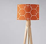 Abat-jour orange brûlé avec un dessin géométrique hexagonal blanc, abat-jour de plafond ou de table