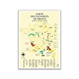 Affiche Carte des vins de France - 42 x 59,4 cm (A2) Vignobles français AOP papier 200g/m2 (Carte des vins ...