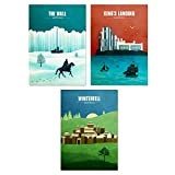 Affiche de Film Minimaliste The Wall, King's Landing, Winterfell Westeros Travel, 3 Affiches, Game of Thrones Poster, GOT Poster, Unframed ...