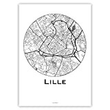 Affiche Lille France Minimalist Map - City Map, Poster de Lille, Plan de ville, Impression d'Art, Création originale handmade (21 ...