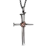 Argent sterling 925 croix collier pour hommes pendentif pour les hommes clou croix pendentif oxydé croix pendentif chaîne gothique punk ...