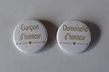 Badges Mariage Demoiselle et Garçon d'honneur. Organisation Mariage. Collection Or et Blanc.