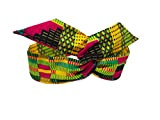 Bandeau headband hairband tissu africain wax kente doré rose vert