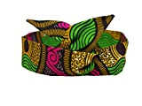 Bandeau headband hairband tissu africain wax vert marron rose