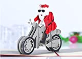 BC Worldwide Ltd 3D Pop Up carte de Noël Handmade Santa Claus moto papier artisanat carte salutations saisonnières, carte de ...