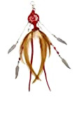 Bijou de sac,Dream catcher,"Esprit Amérindien", perles de verre rouge,cuir rouge