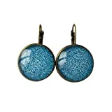 Bleu - Boucles d'oreilles dormeuses bronze cabochon verre 20mm