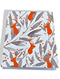 Bloc-notes avec couverture originale & fantaisie Cerfs orange feuillage gris 2537-2016