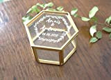 Boîte à alliances en verre et métal doré personnalisée avec vos prénoms et date gravés, mariage style champêtre, boîte vitrine