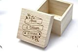 Boîte à alliances personnalisée en bois gravé, porte alliances pour mariage, gravure avec vos prénoms et la date du mariage, ...