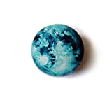 Boite métal clic clac illustrée lune turquoise boite à bonbons pilules cendrier de poche création Française