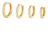 Boucles d’oreilles anneaux mini créoles strass Argent 925 ou Plaqué Or diamètre 6,7,8 ou 9 mm idée cadeau fille femme