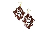 Boucles d'oreilles Handmade pendantes brunes en dentelle à la main occhi Crochets d'oreilles en acier inoxydable Cadeau pour femmes filles
