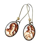 Boucles d'oreilles La Naissance de Vénus cabochon bronze marron rétro Sandro Botticelli bronze-n-roses