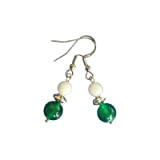 Boucles d'oreilles pendantes argentées en pierres naturelles de jade et pierre de lune, perles tibétaines