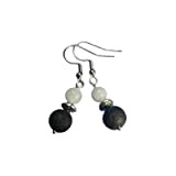 Boucles d'oreilles pendantes en pierre de lune, perle tibétaine et pierre de lave, diffuseurs d'huiles essentielles