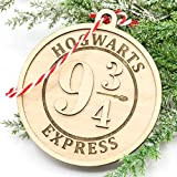 Boule de Noël 3D en relief gravée en bois, film de sorcier HP, Poudlard Express, 3mm d'épaisseur