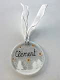 Boule de Noël - décoration - paysage - Prénom - petit coeur- verre fusionné - à personnaliser - souvenir - ...