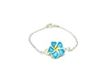 Bracelet bohème fleur de tiaré bleu et perle, cadeau anniversaire, maitresse, mariage, saint valentin, fête des mères, grands mères, noël, ...