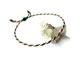 Bracelet corde/fil Vert Blanc Rouge Couleur Drapeau Italie Italia. Porte chance/Brésilien/Simple. Fait avec du fil ciré et ajustable. Réf.#P8
