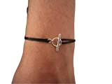 Bracelet cordon fermoir toggle Argent 925 ou Plaqué Or - bracelet fermoir cercle et barre