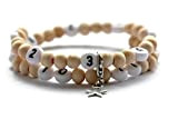 Bracelet d'allaitement avec des perles en bois de couleur neutre