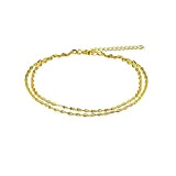 Bracelet de cheville Double tours plaqué or - bracelet de cheville chaine fine - Chevillère dorée - bracelet de pied ...