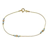 Bracelet de cheville opale bleue bijoux chaîne remplie d'or longueur de cheville de plage 8.5" + 2" extension
