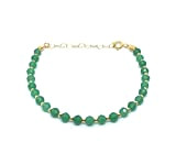 Bracelet femme jade vert pierre naturelle épaisseur 4 mm argent massif plaqué or jaune 24 carats réglable de 16 cm ...