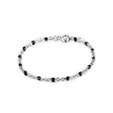 bracelet fine chaine acier inoxydable argent avec mini perles email noires - cadeau femme fille - bracelet de plage - ...