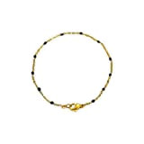 bracelet fine chaine acier inoxydable doré avec mini perles email noir - cadeau femme fille - bracelet de plage - ...