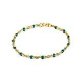 bracelet fine chaine acier inoxydable doré avec mini perles email vert foncé - cadeau femme fille - bracelet de plage ...