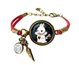 Bracelet Lapin blanc Alice au pays des merveilles cabochon coeur rouge