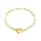 Bracelet menotte chaine rectangle - acier inoxydable - bracelet en or ou argent - résiste à l'eau - chaine ovale
