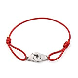 Bracelet Menotte Sur Cordon - Fil En Nylon Tressé- En acier Inoxydable argent- couleur rouge - bébé enfant femme ou ...