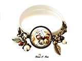 Bracelet Papillon cabochon bronze beige marron bijou fantaisie bronze-n-roses
