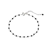 Bracelet pierres hématite - bracelet chaîne fine en argent massif 925 - bracelet minimaliste - bracelet perles - bracelet fin ...
