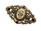 Broche noble avec motif de dragon bronze vert bijoux médiéval coloré