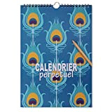 calendrier des anniversaire, perpétuel turquoise, format 21 x 29,7 cm, A4