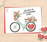 Carte badge cadeaux demande de parrain/marraine pour baptême - Collection vélo fleuri