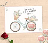 Carte-badge cadeaux demande témoin de mariage, super témoin, demoiselle d'honneur - Collection vélo fleuri