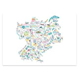 Carte de la région Rhône-Alpes - Affiche illustrée